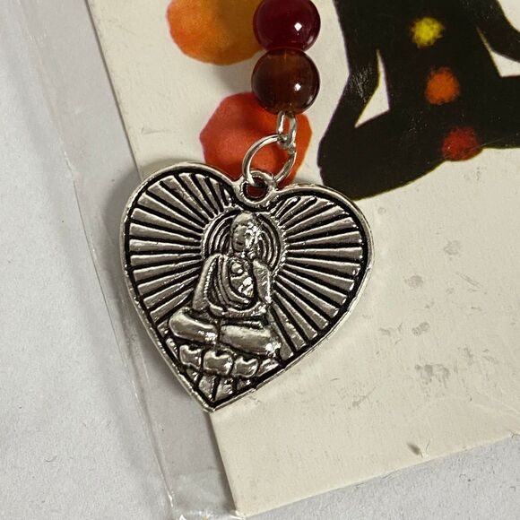 The Seven Chakras Buddha Charm Keychain Multicolor Beads Silver Tone Metal New - Picture 5 of 5